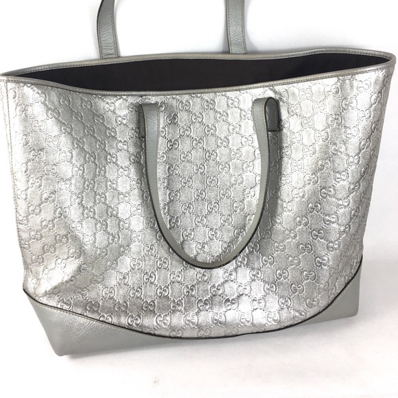 💎HUGE PLATINUM GUCCI LEATHER TOTE - Picture 16 of 16